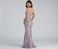 Windsor. Norvina Sequin Scroll One-Shoulder Mermaid Formal Dress -Formal Dresses Online Shop 05002 1627 2