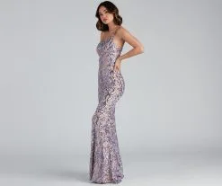 Windsor. Norvina Sequin Scroll One-Shoulder Mermaid Formal Dress -Formal Dresses Online Shop 05002 1627 3