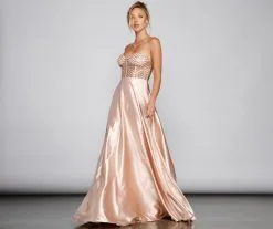 Windsor. Betsy Sweetheart Sequin Corset A-Line Formal Dress