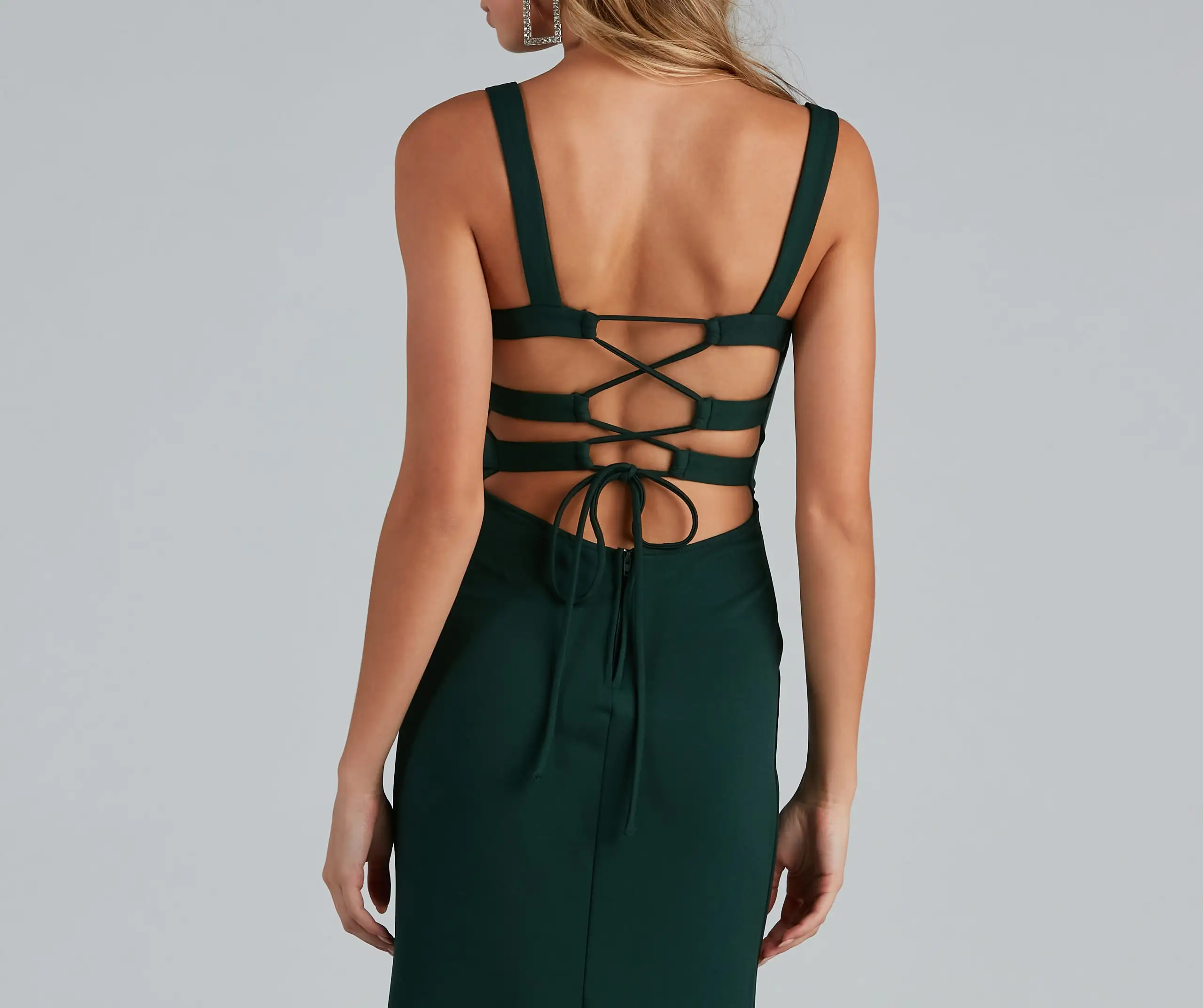 Windsor. Vanya High Slit Lace Up Crepe Dress 9 Windsor. Vanya High Slit Lace Up Crepe Dress - Image 7