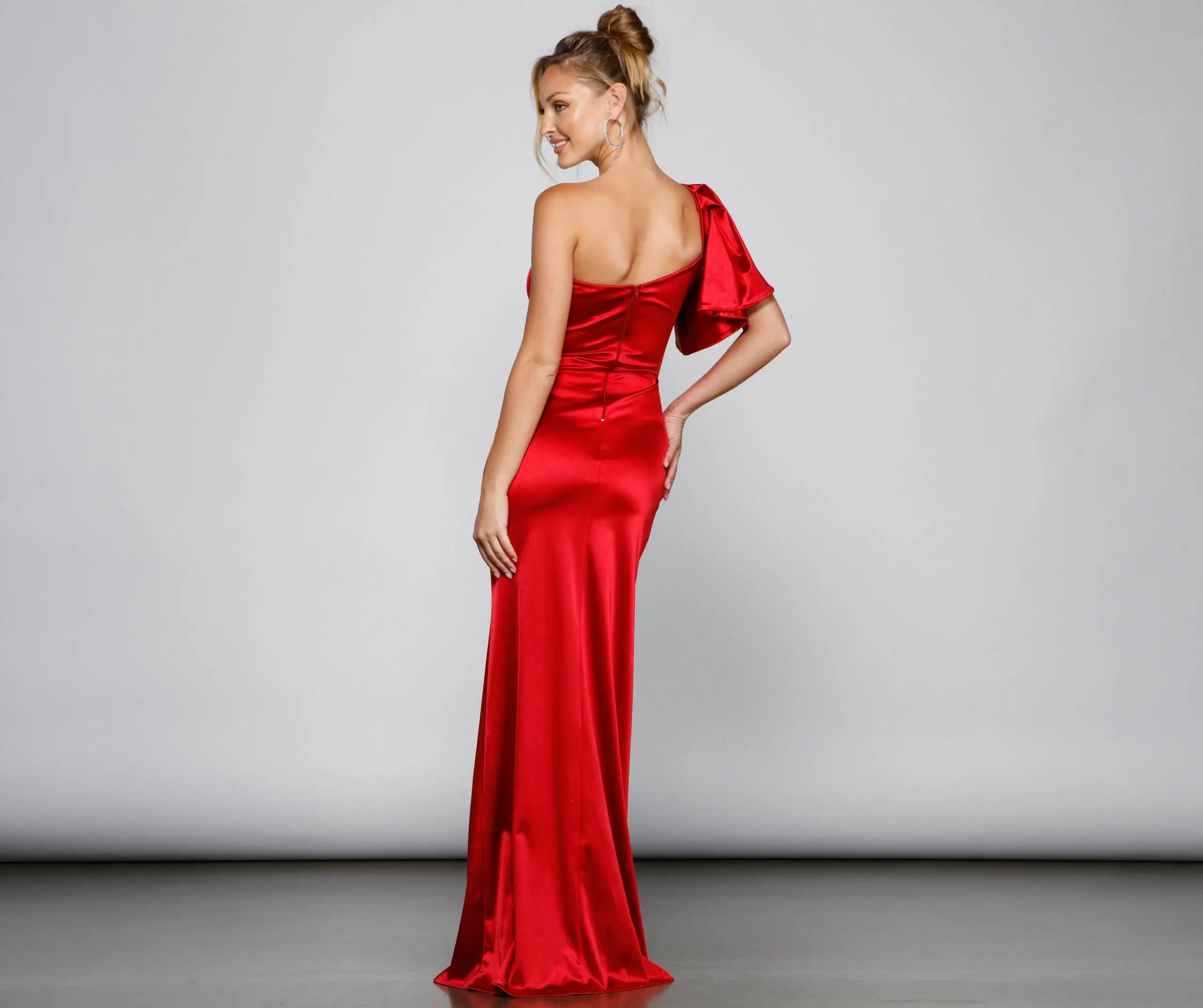Windsor. Charmaine Formal One-Shoulder Satin Dress 8 Windsor. Charmaine Formal One-Shoulder Satin Dress - Image 6