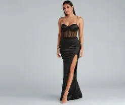 Windsor. Amiah Formal High Slit Corset Dress -Formal Dresses Online Shop 05002 1786 3