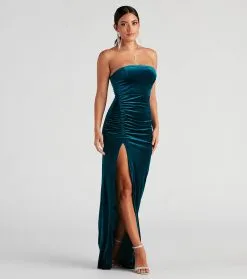 Windsor. Janet Velvet High Slit Formal Dress -Formal Dresses Online Shop 05002 1811 3 58123715 945f 48cb b4f0 53e0375b7e29