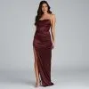 Windsor. Darcy Satin Corset Asymmetrical Slit Formal Dress
