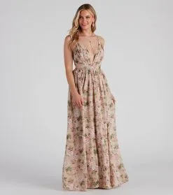 Windsor. Veronica Formal Floral Chiffon A-Line Dress
