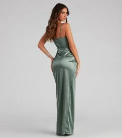 Windsor. Mayra Formal Satin Slit Long Dress -Formal Dresses Online Shop 05002 1929 2