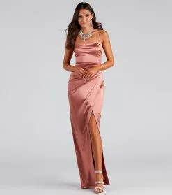 Windsor. Mayra Formal Satin Slit Long Dress -Formal Dresses Online Shop 05002 1932 1