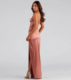 Windsor. Mayra Formal Satin Slit Long Dress -Formal Dresses Online Shop 05002 1932 2