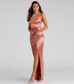 Windsor. Mayra Formal Satin Slit Long Dress -Formal Dresses Online Shop 05002 1932 3