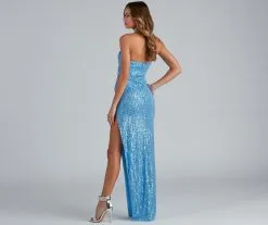 Windsor. Sorella Sequin Wrap Slit Formal Dress -Formal Dresses Online Shop 05002 1941 2
