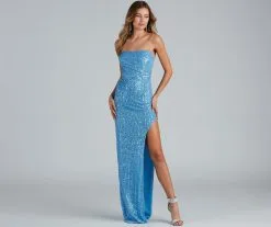 Windsor. Sorella Sequin Wrap Slit Formal Dress -Formal Dresses Online Shop 05002 1941 4