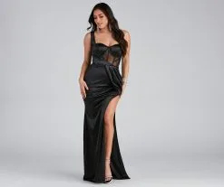 Windsor. Lo Formal One-Shoulder Satin Corset Dress -Formal Dresses Online Shop 05002 1944 1