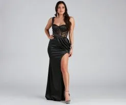 Windsor. Lo Formal One-Shoulder Satin Corset Dress -Formal Dresses Online Shop 05002 1944 3