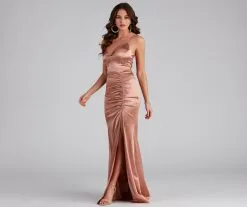 Windsor. Abigail Ruched Satin Mermaid Dress -Formal Dresses Online Shop 05002 1952 4 e3b9687a 766a 45b6 8603 4465ef6faa2e