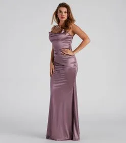 Windsor. Maizie Formal Satin Cowl Neck Dress -Formal Dresses Online Shop 05002 2043 3 c994d209 582d 4454 9ee8 3f149fde3750