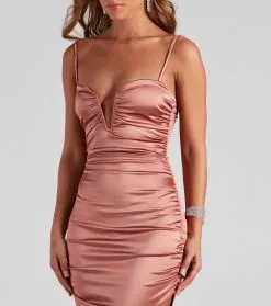 Windsor. Jessa Formal Satin V-Neck Slit Dress -Formal Dresses Online Shop 05002 2083 4