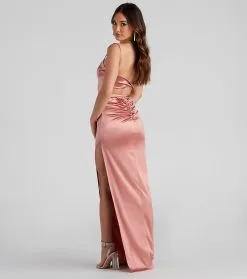 Windsor. Ayla High Slit Satin Dress -Formal Dresses Online Shop 05002 2091 3