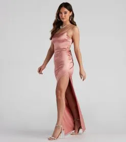 Windsor. Ayla High Slit Satin Dress -Formal Dresses Online Shop 05002 2091 4