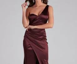 Windsor. Darlene Formal Satin Wrap Slit Long Dress -Formal Dresses Online Shop 05002 2124 3