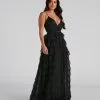Windsor. Lucilla V-Neck Tiered Mesh Dress -Formal Dresses Online Shop 05002 2184 3