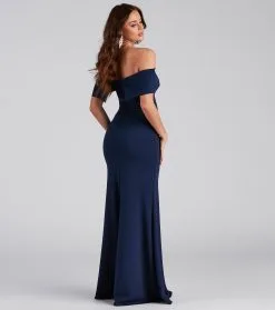 Windsor. Coralie Off Shoulder Front Slit Dress 57 Windsor. Coralie Off Shoulder Front Slit Dress -Formal Dresses Online Shop 05002 2192 2