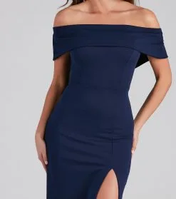 Windsor. Coralie Off Shoulder Front Slit Dress 59 Windsor. Coralie Off Shoulder Front Slit Dress -Formal Dresses Online Shop 05002 2192 4