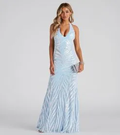 Windsor. Jailene Formal Sequin Halter Dress