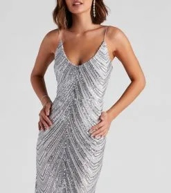 Windsor. Amy Formal Sequin V-Neck Long Dress -Formal Dresses Online Shop 05002 2258 4