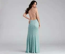 Windsor. Doria Formal High Slit Glitter Dress -Formal Dresses Online Shop 05002 2261 2