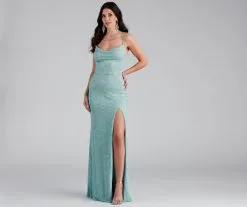 Windsor. Doria Formal High Slit Glitter Dress -Formal Dresses Online Shop 05002 2261 4