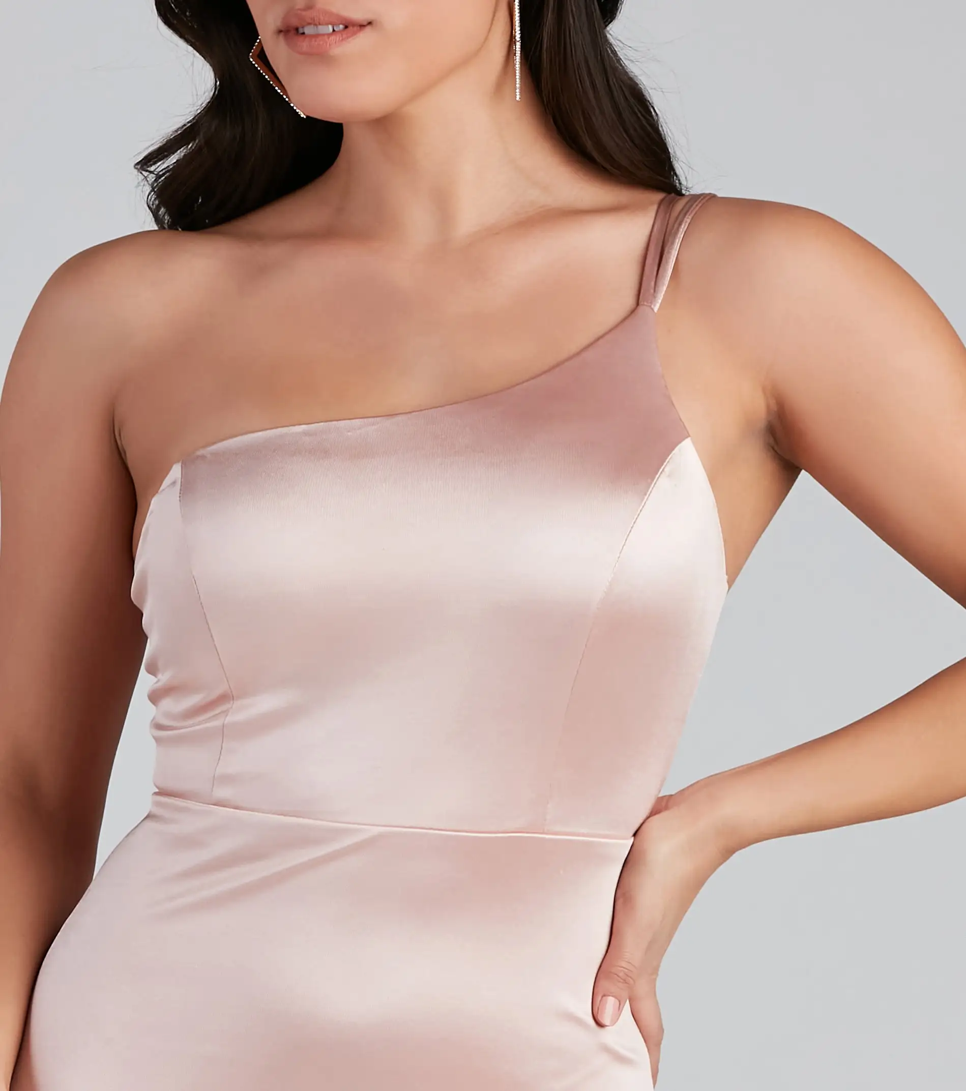 Windsor. Capri Formal One Shoulder Satin Dress 4 Windsor. Capri Formal One Shoulder Satin Dress - Image 2