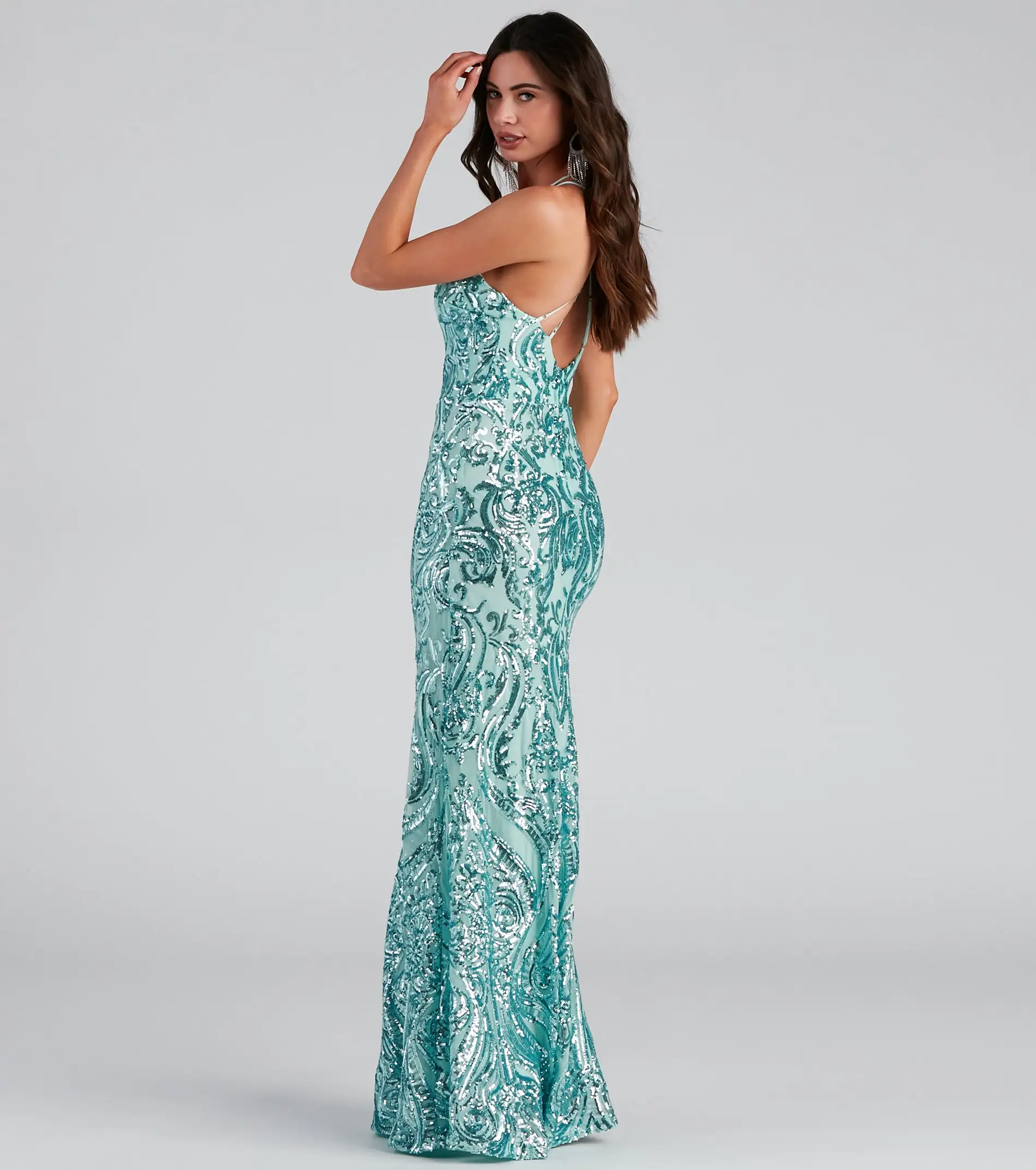 Windsor. Aliyah Formal Sequin Lace Back Dress 5 Windsor. Aliyah Formal Sequin Lace Back Dress - Image 3