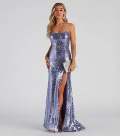 Windsor. Lex Formal Sequin Open-Back Dress