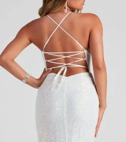 Windsor. Loretta Formal Sequin Lace-Up Dress -Formal Dresses Online Shop 05002 2355 2