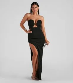 Windsor. Frankie Formal Crepe Slit Dress