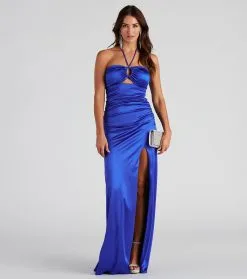 Windsor. Marley Satin Halter Formal Dress