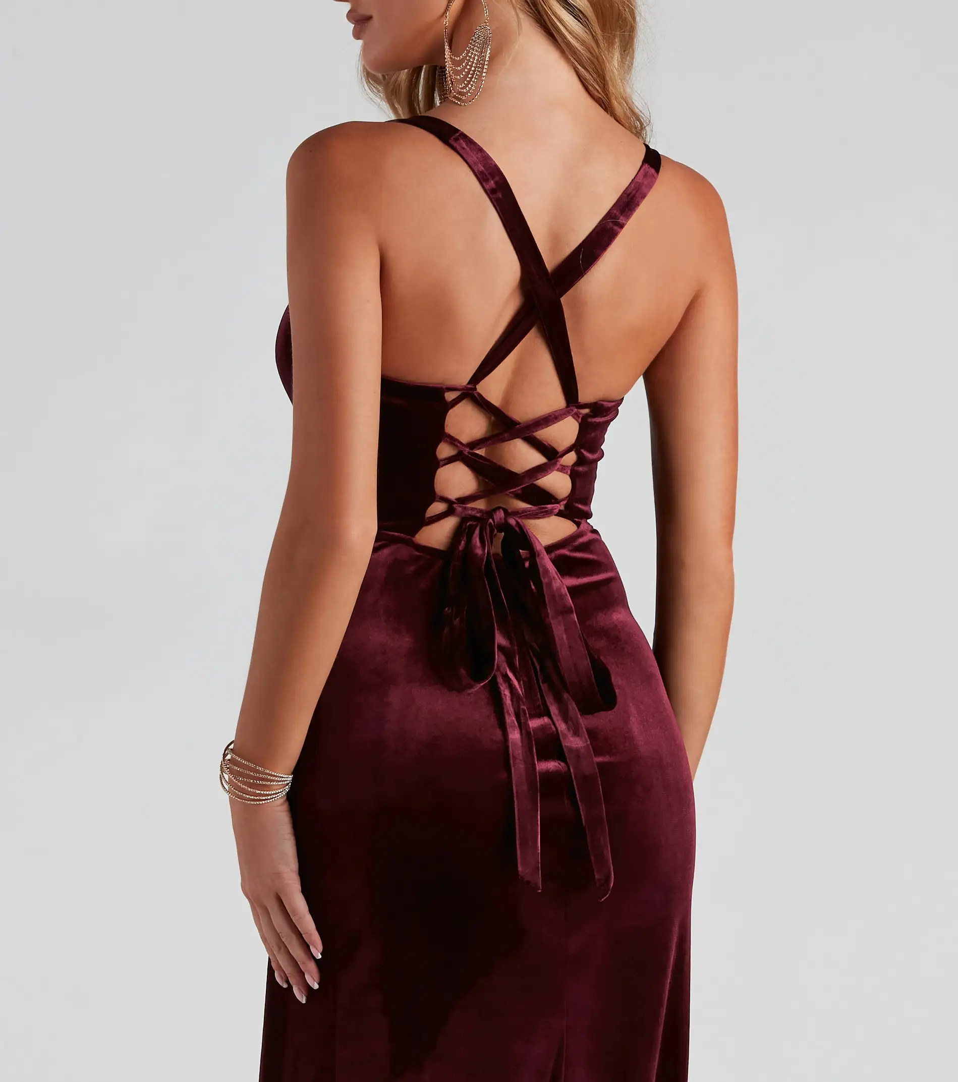 Windsor. Christina Lace-Up Back Velvet Dress 15 Windsor. Christina Lace-Up Back Velvet Dress - Image 13