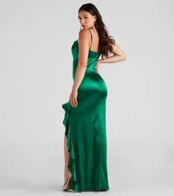Windsor. Frida Formal Satin Ruffle Dress -Formal Dresses Online Shop 05002 2436 2