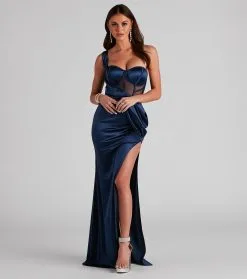 Windsor. Lo Formal One-Shoulder Satin Corset Dress -Formal Dresses Online Shop 05002 2469 1