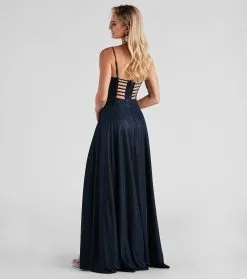 Windsor. Lizzie Formal Glitter Caged A-Line Dress -Formal Dresses Online Shop 05002 2485 2