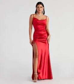 Windsor. Drea Formal High Slit Ruched Dress