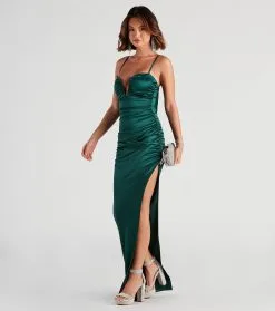 Windsor. Jessa Formal Satin V-Neck Slit Dress -Formal Dresses Online Shop 05002 2511 1 255a136b 9682 4233 b1e1 d2a98df68ff4