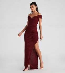 Windsor. Elianna Off-The-Shoulder Glitter Formal Dress -Formal Dresses Online Shop 05002 2527 3