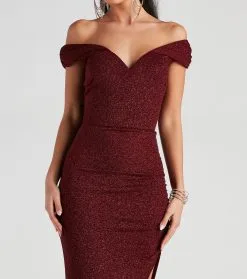 Windsor. Elianna Off-The-Shoulder Glitter Formal Dress -Formal Dresses Online Shop 05002 2527 4