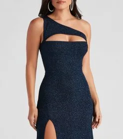 Windsor. Alanna One-Shoulder Glitter Knit Formal Dress -Formal Dresses Online Shop 05002 2528 4