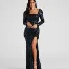 Windsor. Arial Formal Sequin Lace-Up Dress