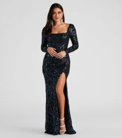 Windsor. Arial Formal Sequin Lace-Up Dress
