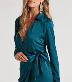 Windsor. Leona Wrap-Front Satin Formal Dress -Formal Dresses Online Shop 05002 2592 4 4332c264 59b6 4627 9cf4 b3c81b9ca79d