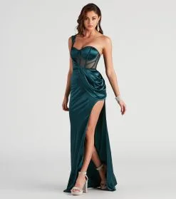 Windsor. Lo Formal One-Shoulder Satin Corset Dress -Formal Dresses Online Shop 05002 2775 3