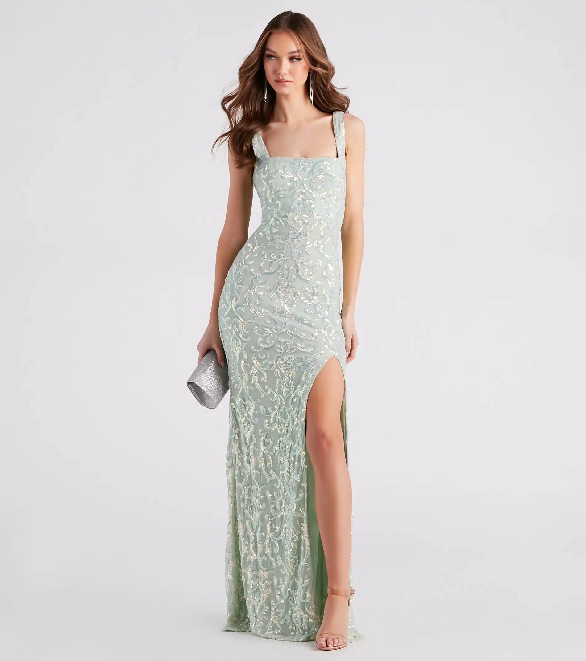 Windsor. Jovie Formal Sequin Slit Mermaid Long Dress 7 Windsor. Jovie Formal Sequin Slit Mermaid Long Dress - Image 5